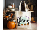 Personalized Halloween Tote Bag Custom Name Canvas Tote Bag Trick or Treat Halloween Gift Bag Goodie Bag Spooky Halloween Party Favor Gift
