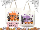 Personalized Halloween Tote Bag Custom Name Canvas Tote Bag Trick or Treat Halloween Gift Bag Goodie Bag Spooky Halloween Party Favor Gift