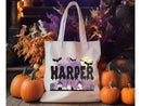 Personalized Halloween Tote Bag Custom Name Canvas Tote Bag Trick or Treat Halloween Gift Bag Goodie Bag Spooky Halloween Party Favor Gift