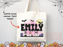 Personalized Halloween Tote Bag Custom Name Canvas Tote Bag Trick or Treat Halloween Gift Bag Goodie Bag Spooky Halloween Party Favor Gift