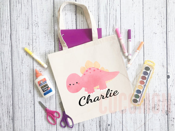 Personalized Name Tote Bag Dinosaur Gift Custom Name Tote Bag Custom Tote Shopper Customized Name Back to school Kid Bag School Bag For Kids