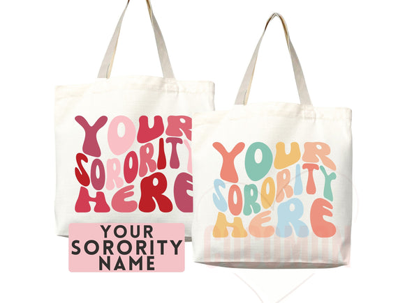 Custom Sorority Tote Bag Gift Rush Initiation Bid Day Big Little Gift Custom Name Sorority Gift College Tote Bag Personalized Gift For Her
