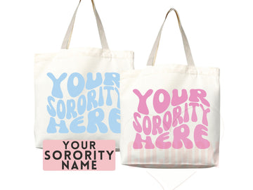 Custom Sorority Tote Bag Gift Rush Initiation Bid Day Big Little Gift Custom Name Sorority Gift College Tote Bag Personalized Gift For Her