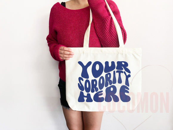 Custom Sorority Tote Bag Gift Rush Initiation Bid Day Big Little Gift Custom Name Sorority Gift College Tote Bag Personalized Gift For Her
