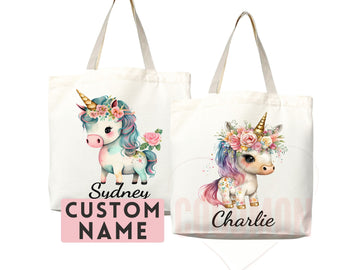 Personalized Name Tote Bag Unicorn Gift Custom Name Tote Bag Custom Tote Shopper Customized Name Gift For Her Kids Bag School Bag For Kids