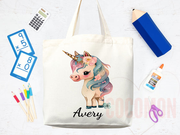 Personalized Name Tote Bag Unicorn Gift Custom Name Tote Bag Custom Tote Shopper Customized Name Gift For Her Kids Bag School Bag For Kids