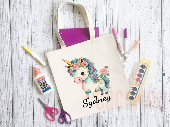 Personalized Name Tote Bag Unicorn Gift Custom Name Tote Bag Custom Tote Shopper Customized Name Gift For Her Kids Bag School Bag For Kids