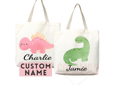 Personalized Name Tote Bag Dinosaur Gift Custom Name Tote Bag Custom Tote Shopper Customized Name Back to school Kid Bag School Bag For Kids