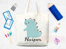Personalized Name Tote Bag Dinosaur Gift Custom Name Tote Bag Custom Tote Shopper Customized Name Back to school Kid Bag School Bag For Kids