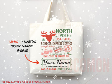 Custom Christmas Bag Tote Christmas Eve Gift Custom Stocking Sack Santa Sack Santa Delivery Sack Christmas gift bag for kids Santa Claus bag