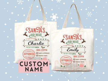 Custom Christmas Bag Tote Christmas Eve Gift Custom Stocking Sack Santa Sack Santa Delivery Sack Christmas gift bag for kids Santa Claus bag