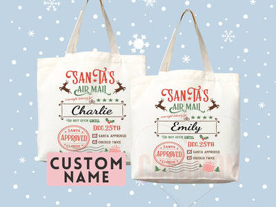 Custom Christmas Bag Tote Christmas Eve Gift Custom Stocking Sack Santa Sack Santa Delivery Sack Christmas gift bag for kids Santa Claus bag