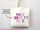 Custom Sorority Tote Bag Gift Rush Initiation Bid Day Big Little Gift Custom Name Sorority Gift College Tote Bag Personalized Gift For Her