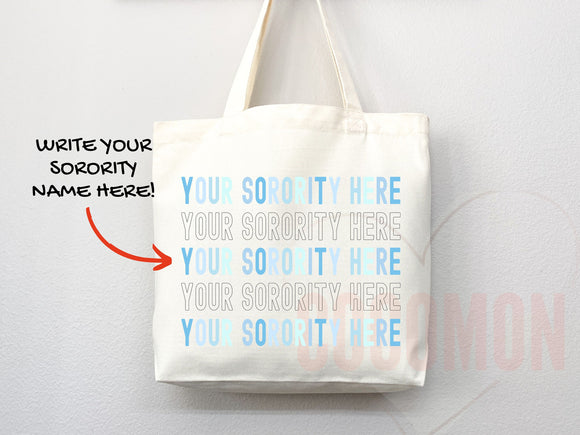 Custom Sorority Tote Bag Gift Rush Initiation Bid Day Big Little Gift Custom Name Sorority Gift College Tote Bag Personalized Gift For Her