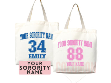 Custom Sorority Tote Bag Gift Rush Initiation Bid Day Big Little Gift Custom Name Sorority Gift College Tote Bag Personalized Gift For Her
