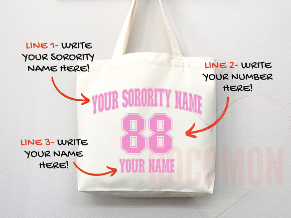Custom Sorority Tote Bag Gift Rush Initiation Bid Day Big Little Gift Custom Name Sorority Gift College Tote Bag Personalized Gift For Her