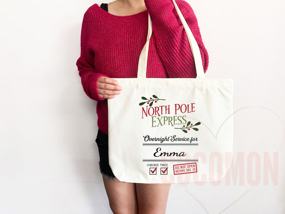 Custom Christmas Bag Tote Christmas Eve Gift Custom Stocking Sack Santa Sack Santa Delivery Sack Christmas gift bag for kids Santa Claus bag