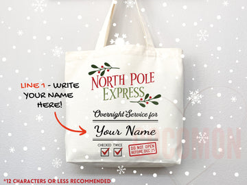 Custom Christmas Bag Tote Christmas Eve Gift Custom Stocking Sack Santa Sack Santa Delivery Sack Christmas gift bag for kids Santa Claus bag