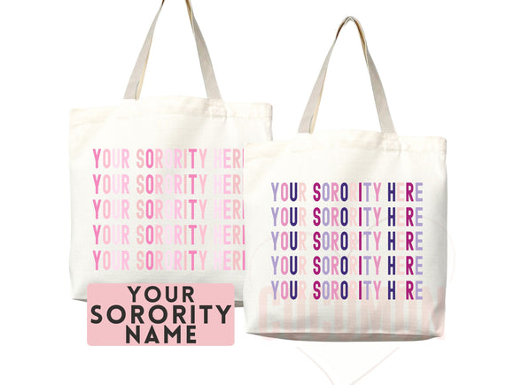 Custom Sorority Tote Bag Gift Rush Initiation Bid Day Big Little Gift Custom Name Sorority Gift College Tote Bag Personalized Gift For Her