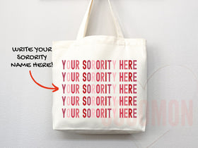 Custom Sorority Tote Bag Gift Rush Initiation Bid Day Big Little Gift Custom Name Sorority Gift College Tote Bag Personalized Gift For Her