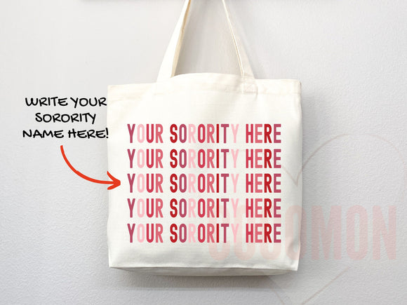 Custom Sorority Tote Bag Gift Rush Initiation Bid Day Big Little Gift Custom Name Sorority Gift College Tote Bag Personalized Gift For Her