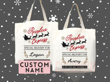 Custom Christmas Bag Tote Christmas Eve Gift Custom Stocking Sack Santa Sack Santa Delivery Sack Christmas gift bag for kids Santa Claus bag