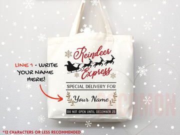 Custom Christmas Bag Tote Christmas Eve Gift Custom Stocking Sack Santa Sack Santa Delivery Sack Christmas gift bag for kids Santa Claus bag
