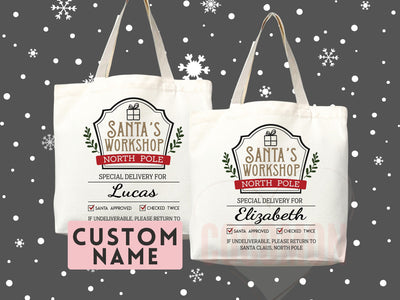 Custom Christmas Bag Tote Christmas Eve Gift Custom Stocking Sack Santa Sack Santa Delivery Sack Christmas gift bag for kids Santa Claus bag