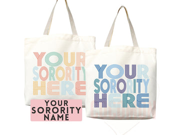 Custom Sorority Tote Bag Gift Rush Initiation Bid Day Big Little Gift Custom Name Sorority Gift College Tote Bag Personalized Gift For Her