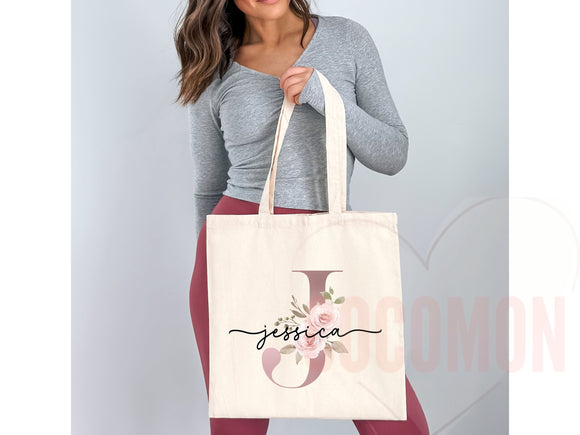 Custom Monogram Name Tote Bag Personalized Tote Bag Bridesmaid Gifts Bridal Party Custom Tote Bach Party Gift Customized Name Gift For Her
