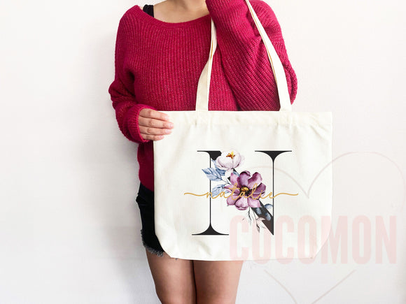 Custom Monogram Name Tote Bag Personalized Tote Bag Bridesmaid Gifts Bridal Party Custom Tote Bach Party Gift Customized Name Gift For Her