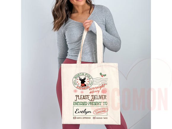 Custom Christmas Bag Tote Christmas Eve Gift Custom Stocking Sack Santa Sack Santa Delivery Sack Christmas gift bag for kids Santa Claus bag