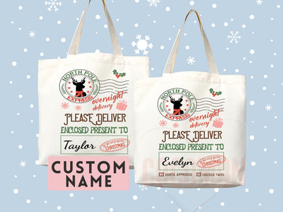 Custom Christmas Bag Tote Christmas Eve Gift Custom Stocking Sack Santa Sack Santa Delivery Sack Christmas gift bag for kids Santa Claus bag