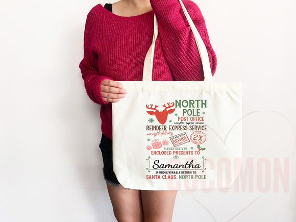 Custom Christmas Bag Tote Christmas Eve Gift Custom Stocking Sack Santa Sack Santa Delivery Sack Christmas gift bag for kids Santa Claus bag