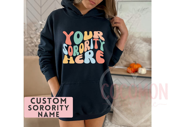 Custom Sorority Hoodie Gift Rush Initiation Bid Day Big Little Hoodie Sweater Gift Custom Name Sorority Gift College Hoodie Custom Sweater
