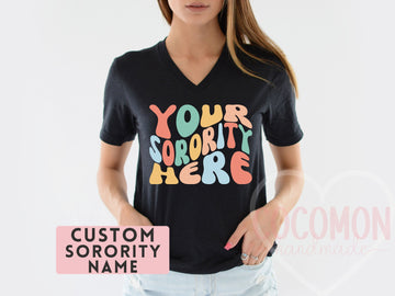 Custom Sorority V-Neck Shirt Gift Rush Initiation Bid Day Big Little T-Shirt Gift Custom Name Sorority Gift College Custom VNeck shirt tee
