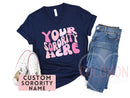 Custom Sorority V-Neck Shirt Gift Rush Initiation Bid Day Big Little T-Shirt Gift Custom Name Sorority Gift College Custom VNeck shirt tee