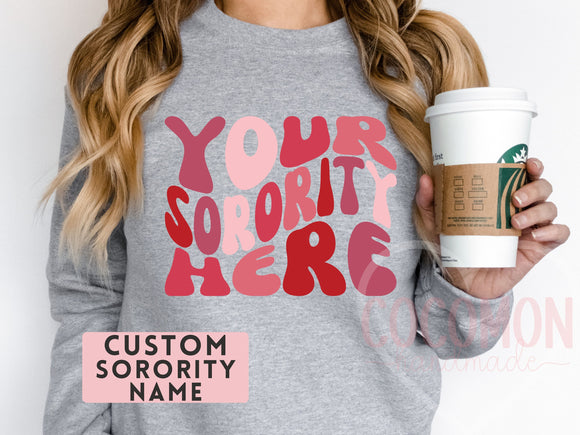 Custom Sorority Sweatshirt Gift Rush Initiation Bid Day Big Little Sweatshirt Sweater Gift Custom Name Sorority Gift College Custom Sweater