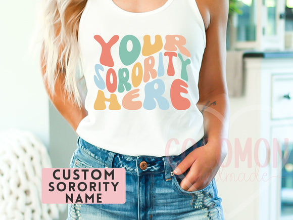 Custom Sorority Tank Top Gift Rush Initiation Bid Day Big Little Tank Top Shirt Gift Custom Name Sorority Gift College Tanktop Shirt Women