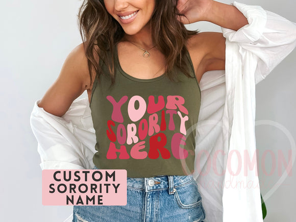 Custom Sorority Tank Top Gift Rush Initiation Bid Day Big Little Tank Top Shirt Gift Custom Name Sorority Gift College Tanktop Shirt Women