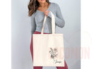 Personalized Birth Month Flower Custom Name Tote Bag Gift Custom Floral Bag Tote Shopper Aesthetic Bag Flower Gift for Her Bridal Bridesmaid