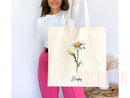 Personalized Birth Month Flower Custom Name Tote Bag Gift Custom Floral Bag Tote Shopper Aesthetic Bag Flower Gift for Her Bridal Bridesmaid