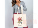 Personalized Birth Month Flower Custom Name Tote Bag Gift Custom Floral Bag Tote Shopper Aesthetic Bag Flower Gift for Her Bridal Bridesmaid
