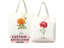 Personalized Birth Month Flower Custom Name Tote Bag Gift Custom Floral Bag Tote Shopper Aesthetic Bag Flower Gift for Her Bridal Bridesmaid