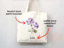 Personalized Birth Month Flower Custom Name Tote Bag Gift Custom Floral Bag Tote Shopper Aesthetic Bag Flower Gift for Her Bridal Bridesmaid
