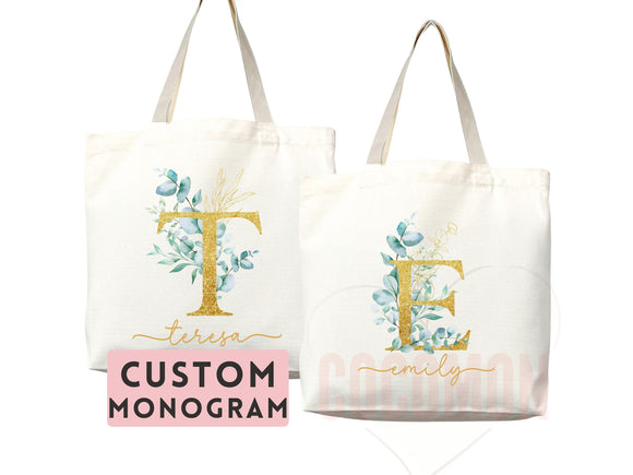 Custom Monogram Name Tote Bag Personalized Tote Bag Bridesmaid Gifts Bridal Party Custom Tote Bach Party Gift Customized Name Gift For Her