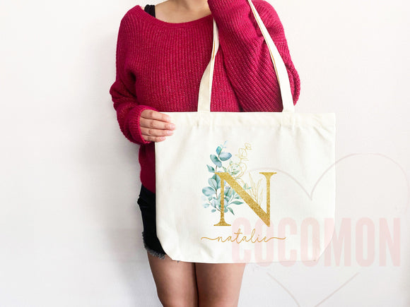 Custom Monogram Name Tote Bag Personalized Tote Bag Bridesmaid Gifts Bridal Party Custom Tote Bach Party Gift Customized Name Gift For Her