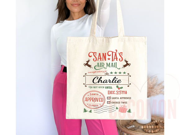 Custom Christmas Bag Tote Christmas Eve Gift Custom Stocking Sack Santa Sack Santa Delivery Sack Christmas gift bag for kids Santa Claus bag