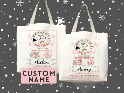 Custom Christmas Bag Tote Christmas Eve Gift Custom Stocking Sack Santa Sack Santa Delivery Sack Christmas gift bag for kids Santa Claus bag
