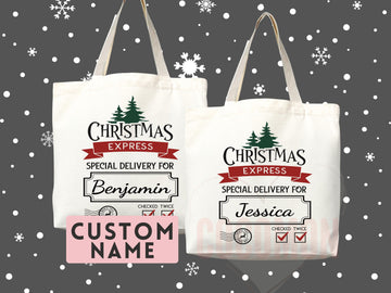 Custom Christmas Bag Tote Christmas Eve Gift Custom Stocking Sack Santa Sack Santa Delivery Sack Christmas gift bag for kids Santa Claus bag